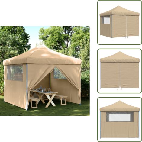 Tenda per eventi - vidaXL Tendone per Feste Pieghevole Pop-Up con 4 Pareti Beige - Tenda per barbecue