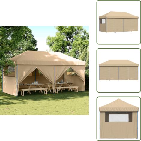 Tenda per eventi - vidaXL Tendone per Feste Pieghevole Pop-Up con 4 Pareti Beige - Tenda per feste