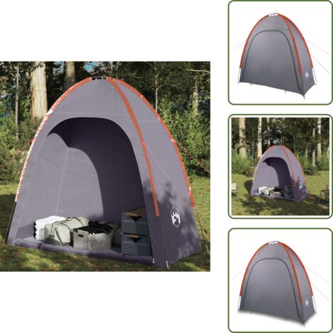 Tenda per famiglia - vidaXL Tenda Portaoggetti Grigio e Arancione Impermeabile - Tenda per campeggio