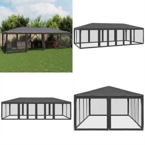 Tenda per Feste con 12 Pareti in Rete Antracite 8x4 m in HDPE - Tenda da giardino - Tenda gazebo