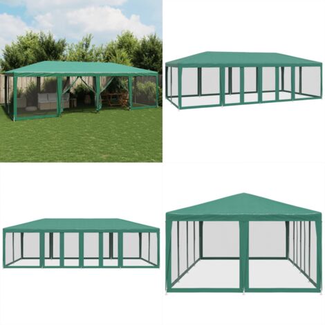 Tenda per Feste con 12 Pareti Laterali in Rete Verde 8x4 m HDPE - Tenda da giardino - Tenda gazebo