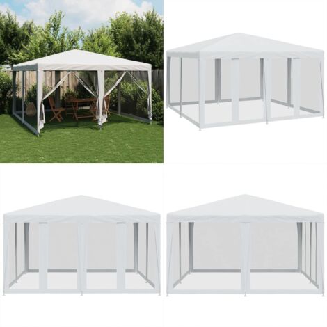 Tenda per Feste con 8 Pareti Laterali in Rete Bianco 4x4 m HDPE - Gazebo - Tenda per feste