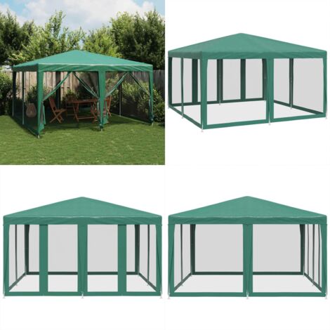 Tenda per Feste con 8 Pareti Laterali in Rete Verde 4x4 m HDPE - Gazebo - Tenda da giardino