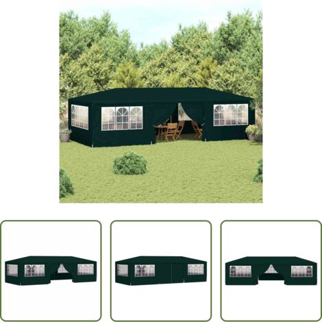 Tenda per feste -  Gazebo Professionale con Pareti 4x9 m Verde 90 g/m²