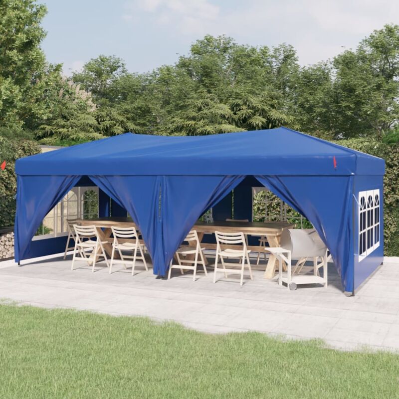 Tenda per Feste Pieghevole con Pareti Laterali Blu 3x6 m - Vidaxl