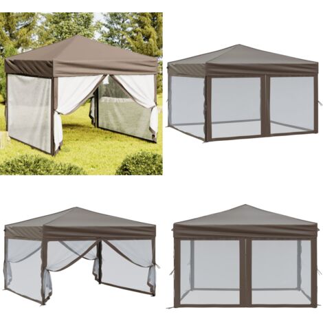 Tenda per Feste Pieghevole con Pareti Laterali Tortora 3x3 m - Tenda pieghevole - Gazebo