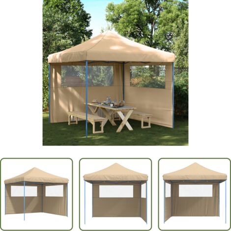 Tenda per feste -  Tendone per Feste Pieghevole Pop-Up con 2 Pareti Beige