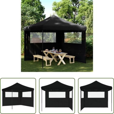 Tenda per feste -  Tendone per Feste Pieghevole Pop-Up con 2 Pareti Nero