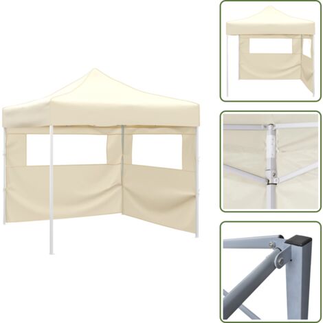 Tenda per feste - vidaXL Tenda Pieghevole con 2 Pareti 291x291x315 cm Crema - Tenda per eventi all'aperto