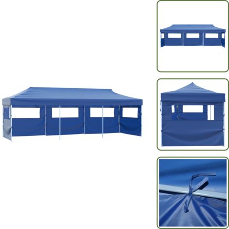 Tenda per feste - vidaXL Tenda Pieghevole Pop-Up con 5 Pareti Laterali 3x9 m Blu - Tenda per barbecue