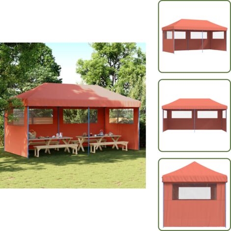 Tenda per feste - vidaXL Tendone per Feste Pieghevole Pop-Up con 3 Pareti Terracotta - Tenda per barbecue