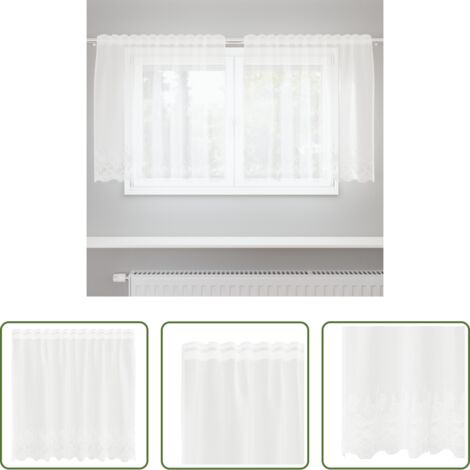 Tenda per finestra -  Tenda in Pizzo con tende Bianco 100 x 150 cm Poliestere
