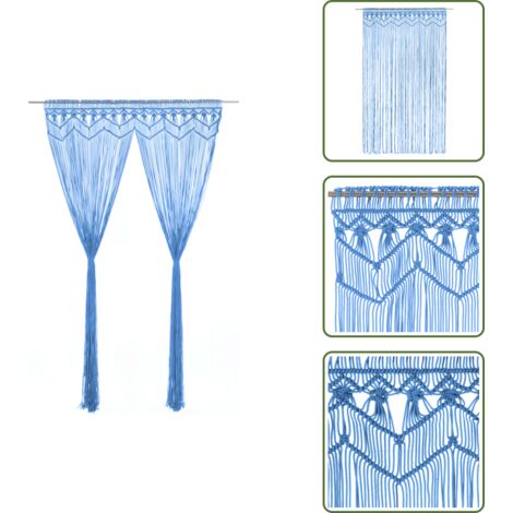 Tenda per negozio - vidaXL Tenda Macramè Blu 140x240 cm in Cotone - Tenda in cotone