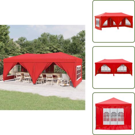 Tenda per picnic - vidaXL Tenda per Feste Pieghevole con Pareti Laterali Rosso 3x6 m - Tenda per barbecue