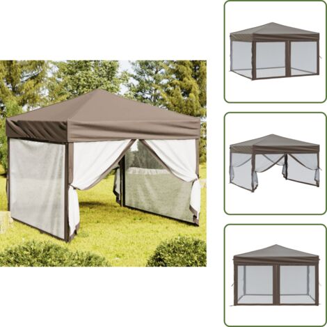 Tenda per picnic - vidaXL Tenda per Feste Pieghevole con Pareti Laterali Tortora 3x3 m - Tenda per barbecue
