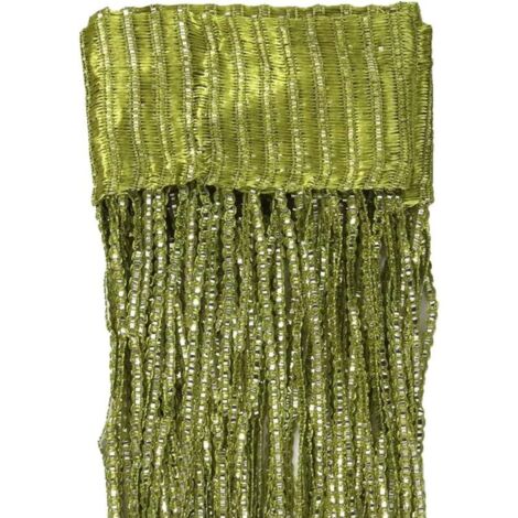 Tenda per porta con nappe, tenda per porta a fili, tenda per porta a fili lucida, divisorio per finestra, tenda con pannello divisorio decorativo con nappe, adatto per casa, matrimonio, braccio verde
