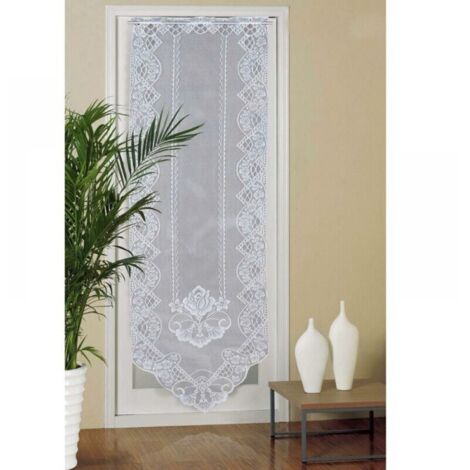 Tenda per porta in pizzo, tende semi-trasparenti ricamate da 60 cm x 180 cm per la decorazione della casa, soggiorno, camera da letto, bianco