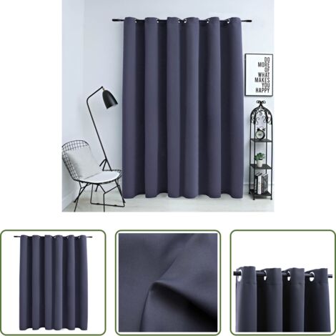 Tenda per salotto -  Tenda Oscurante con Anelli in Metallo Antracite 290x245 cm