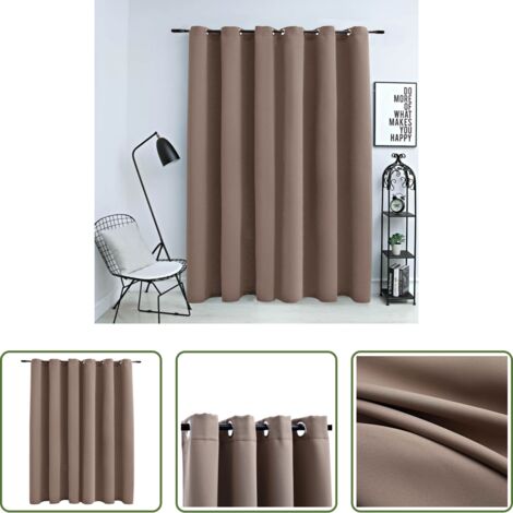 Tenda per salotto -  Tenda Oscurante con Anelli in Metallo Grigio Talpa 290x245 cm