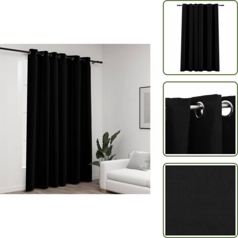 Tenda per soggiorno - vidaXL Tenda Oscurante Effetto Lino con Occhielli 290x245 cm Nera - Tenda per camera da letto