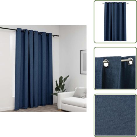Tenda per soggiorno - vidaXL Tenda Oscurante Effetto Lino con Occhielli Blue 290x245cm - Tenda per ufficio