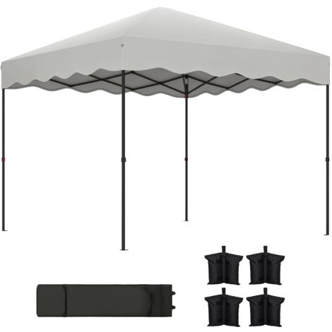 Tenda pieghevole 3x3 m con elevata protezione UV, altezza regolabile e borsa con ruote per 6-9 persone, colore bianco.
