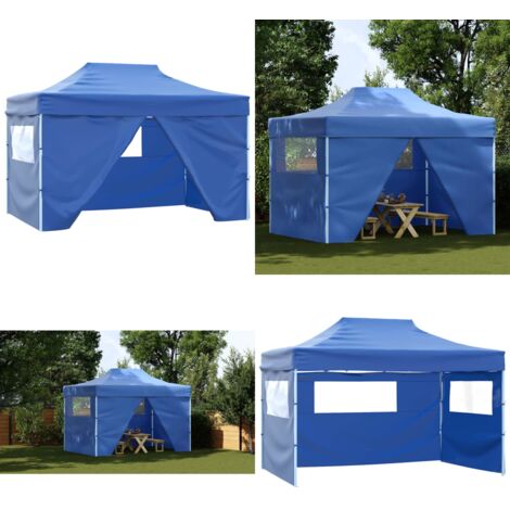 Tenda Pieghevole Pop-Up con 4 Pareti Laterali 3x4,5 m Blu - Tenda pieghevole - Tenda all'aperto