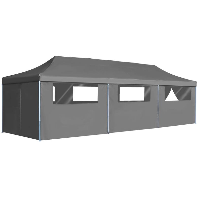 Tenda Pieghevole Pop-Up con 8 Pareti Laterali 3x9 m Antracite - Vidaxl