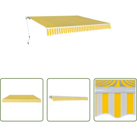 Tenda pieghevole -  Tenda da Sole Pieghevole Manuale 400 cm Giallo/Bianco