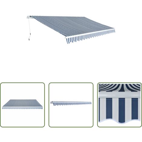 Tenda pieghevole -  Tenda da Sole Pieghevole Manuale 500 cm Blu/Bianca