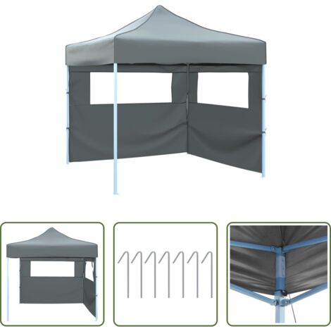 Tenda pieghevole -  Tendone per Feste Pieghevole Pop-Up con 2 Pareti 3x3m Antracite
