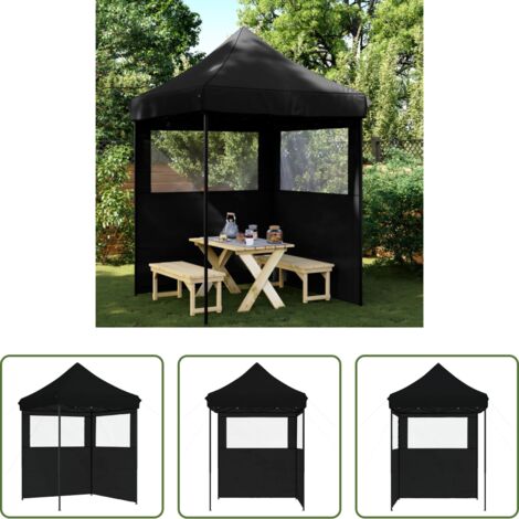 Tenda pieghevole -  Tendone per Feste Pieghevole Pop-Up con 2 Pareti Nero