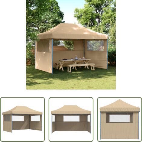 Tenda pieghevole -  Tendone per Feste Pieghevole Pop-Up con 3 Pareti Beige