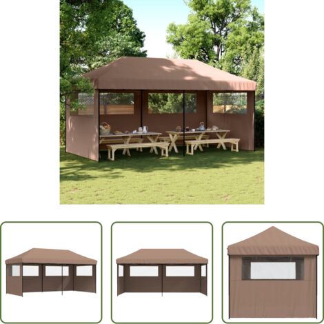 Tenda pieghevole -  Tendone per Feste Pieghevole Pop-Up con 3 Pareti Marrone