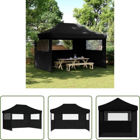 Tenda pieghevole -  Tendone per Feste Pieghevole Pop-Up con 3 Pareti Nero