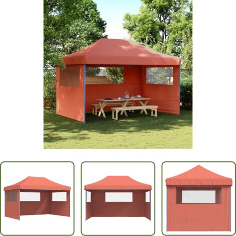 Tenda pieghevole -  Tendone per Feste Pieghevole Pop-Up con 3 Pareti Terracotta