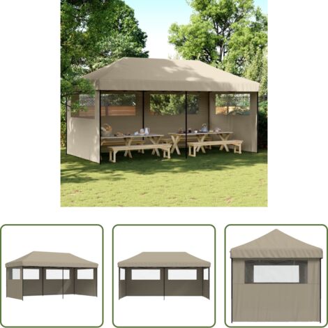 Tenda pieghevole -  Tendone per Feste Pieghevole Pop-Up con 3 Pareti Tortora