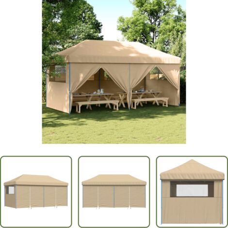 Tenda pieghevole -  Tendone per Feste Pieghevole Pop-Up con 4 Pareti Beige