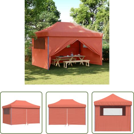 Tenda pieghevole -  Tendone per Feste Pieghevole Pop-Up con 4 Pareti Terracotta