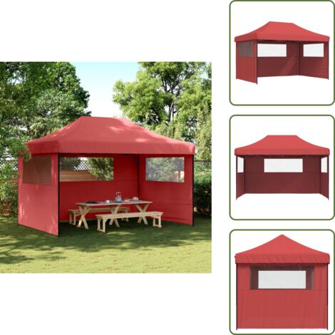 Tenda pieghevole - vidaXL Tendone per Feste Pieghevole Pop-Up con 3 Pareti Bordò - Tenda con 3 pareti