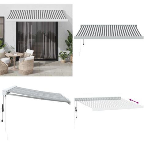 Tenda Retrattile Antracite e Bianca 3,5x2,5m Tessuto/Alluminio - Tenda da giardino - Tenda retrattile