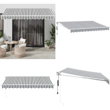 Tenda Retrattile Antracite e Bianca 3,5x2,5m Tessuto/Alluminio - Tenda retrattile - Tenda da giardino