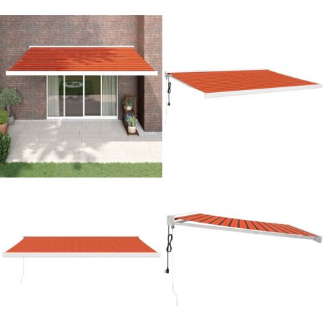 Tenda Retrattile Arancione e Marrone 4,5x3m Tessuto e Alluminio - Tenda da patio - Tenda motorizzata