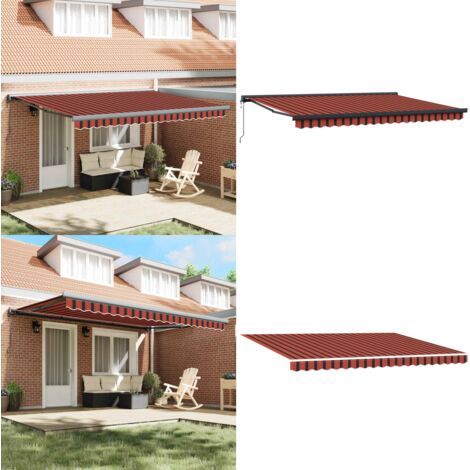 Tenda Retrattile Arancione e Marrone 4,5x3m Tessuto e Alluminio - Tenda da patio - Tenda motorizzata