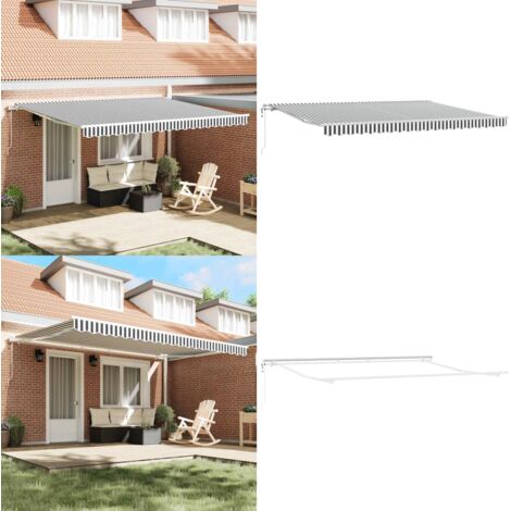 Tenda Retrattile Automatica Antracite e Bianco 450x300 cm - Tenda da sole automatica - Tenda da sole per balcone