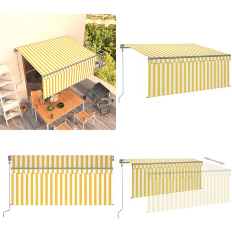 Tenda Retrattile Automatica con Parasole 3,5x2,5m Gialla Bianca - Tenda da sole automatica - Tenda parasole