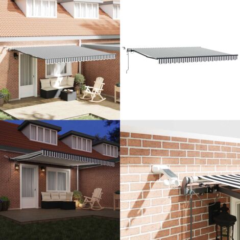 Tenda Retrattile Automatica LED Antracite e Bianco 400x300 cm - Tenda da sole automatica - Tenda da sole con luci LED