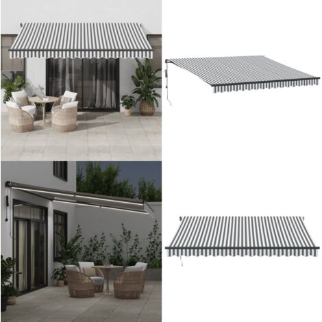 Tenda Retrattile Automatica LED Antracite e Bianco 400x350 cm - Tenda da sole automatica - Tenda da sole con luci LED