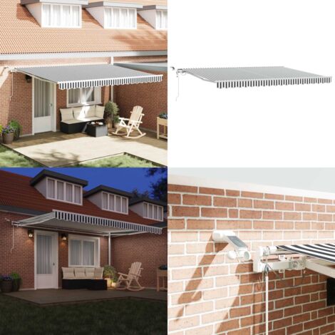 Tenda Retrattile Automatica LED Antracite e Bianco 450x300 cm - Tenda da sole automatica - Tenda da sole con luci LED