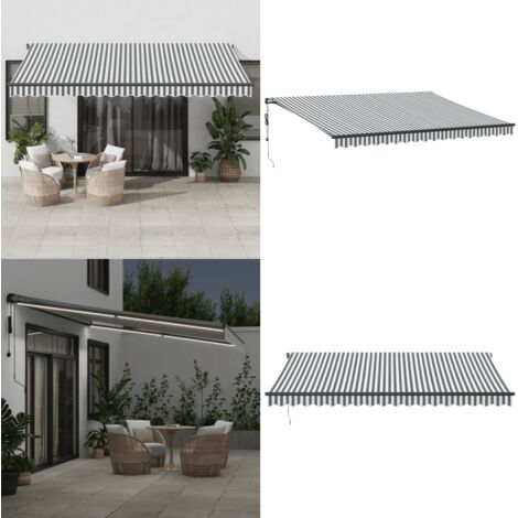 Tenda Retrattile Automatica LED Antracite e Bianco 450x350 cm - Tenda da sole automatica - Tenda da sole con luci LED
